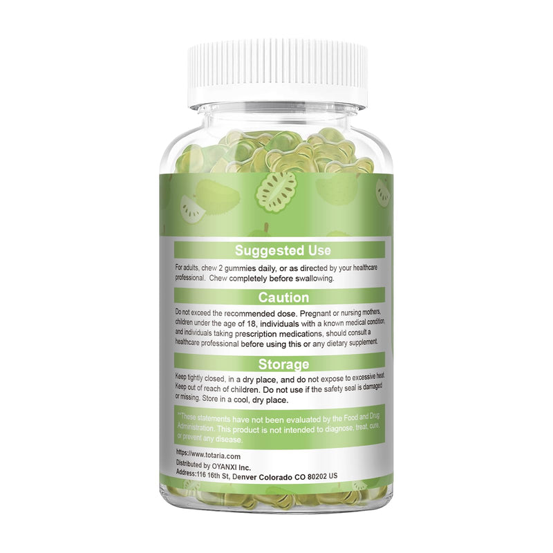 Totaria Sugar Free Soursop Oil Graviola Sea Moss Gummies - Support Digestive Sleep Skin Health, Immunity & Antioxidant - Guanabana Fruit with Sea Moss, 150mg Black Seed Oil Organic Non-GMO Vegan 60 Count (Pack of 1)