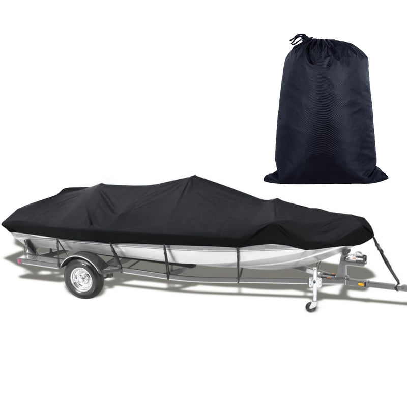 Boat Cover, All-Weather Mooring and Trailering Boat Cover for V-Hull Runabouts Outboards and I/O Bass Boats, Fits up to 14-16ft Long and 96in Wide, Black, 0OY023SIX24WGUV0DLA8Y17Z