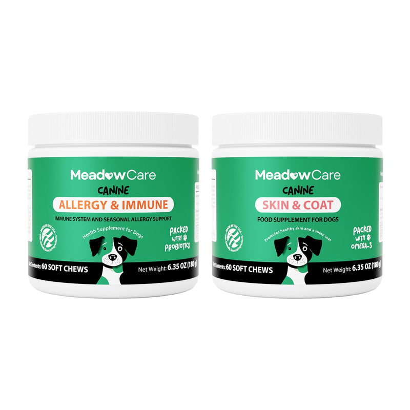 Allergies & Immune to Supports Allergy Relief & Healthy Immune System & Skin and Coat to Support Healthy Skin, Reduce Shedding, and Improve a Glossy, Shiny Coat, Bundle for Dogs