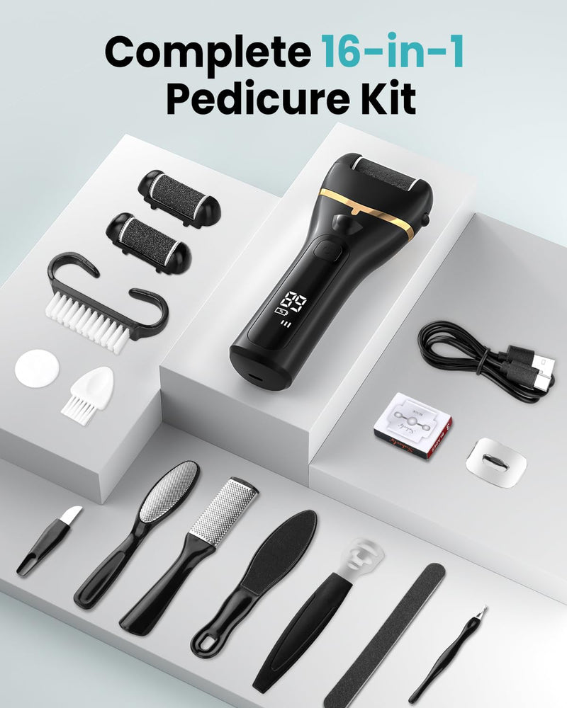 Electric Foot Callus Remover with 10000 RPM Motor and 3-Speed Settings, Foot Scraper Kit for Women’s Home Pedicure Foot File with Type-C Charging Black - BeesActive Australia