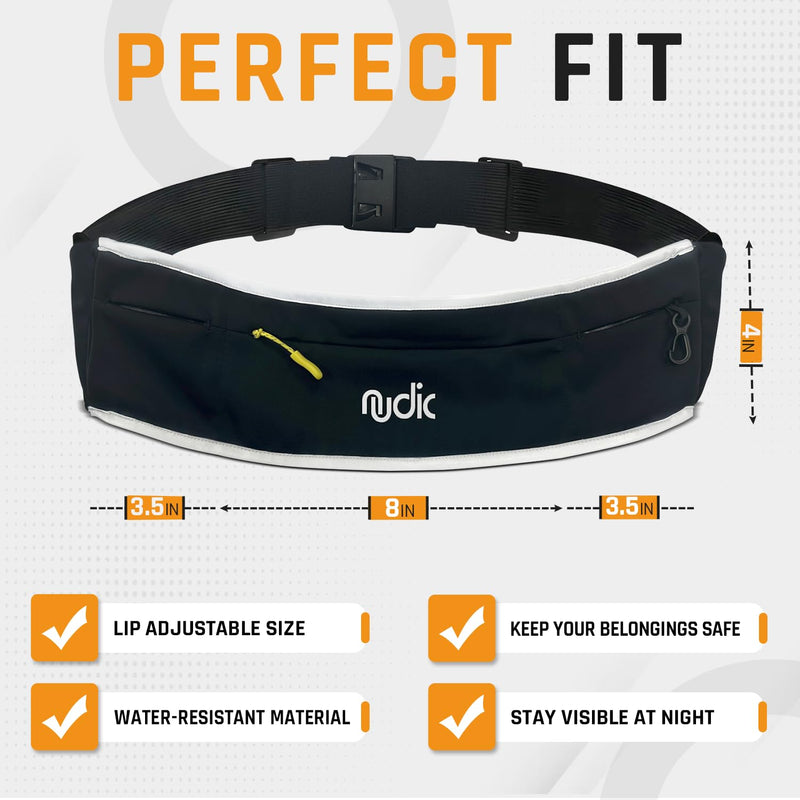 Running Belt – Lightweight Waterproof Waist Pack for Phones | Adjustable, Sweatproof Gym & Jogging Belt with Key Clip & Reflective Strap
