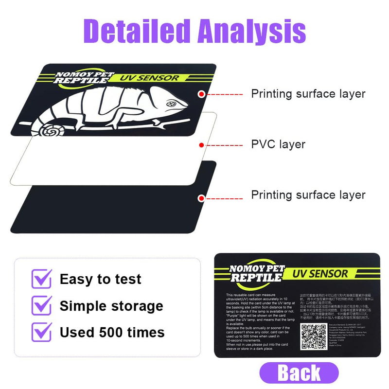 DONGKER UV Test Card, 2/4PCS Reptile Quick Test UVB Sensor, Easy to Carry, Reusable 500 Times for Reptile UV Testing 4PCS - BeesActive Australia