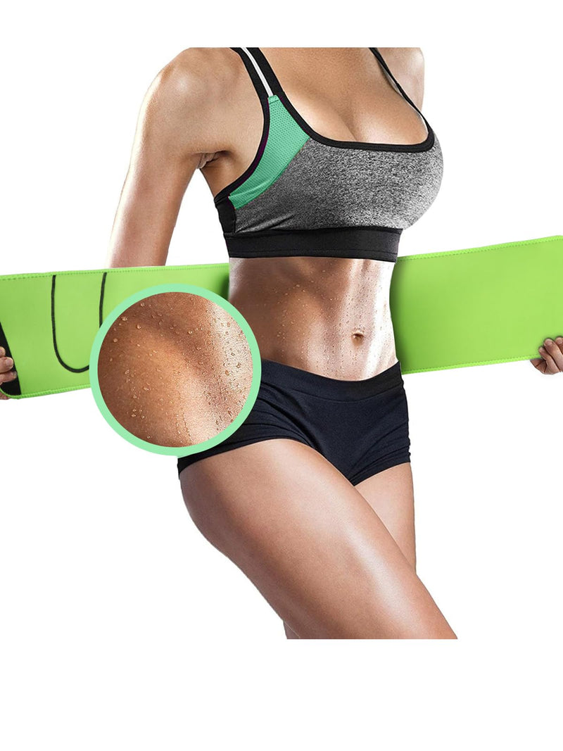 SYXUPAP Waist Trimmer Wrap, Waist Trainer for Women and Men, Sweat Band Waist Trainer for High-Intensity Training Workouts 2pc Green Medium