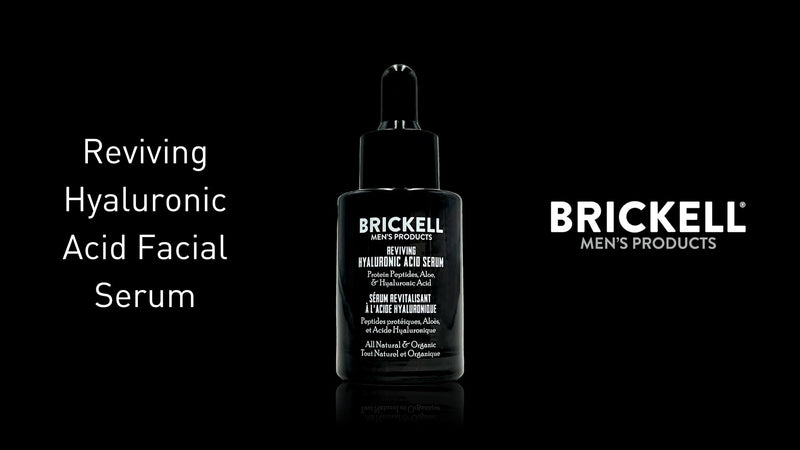 Brickell Men's Anti Aging Hyaluronic Acid Serum for Face, Reviving Day Serum for Men, Facial Serum With Hyaluronic Acid, Aloe, and Peptides, 1 Ounce, Scented
