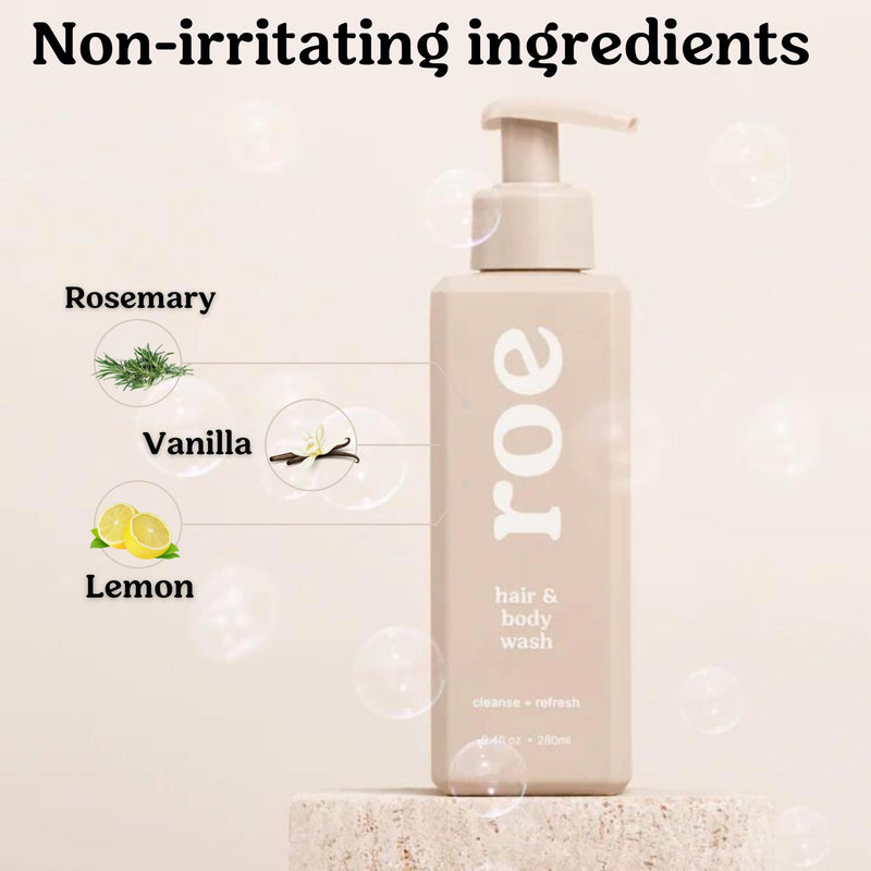 Roe Wellness- Toddler & Baby Body Wash & Shampoo Moisturizing Clean Ingredients | Suitable for Sensitive Skin, Fragrance-Free, Natural Vanilla Scent, Fresh Cleaning | 9.4 fl oz. - BeesActive Australia