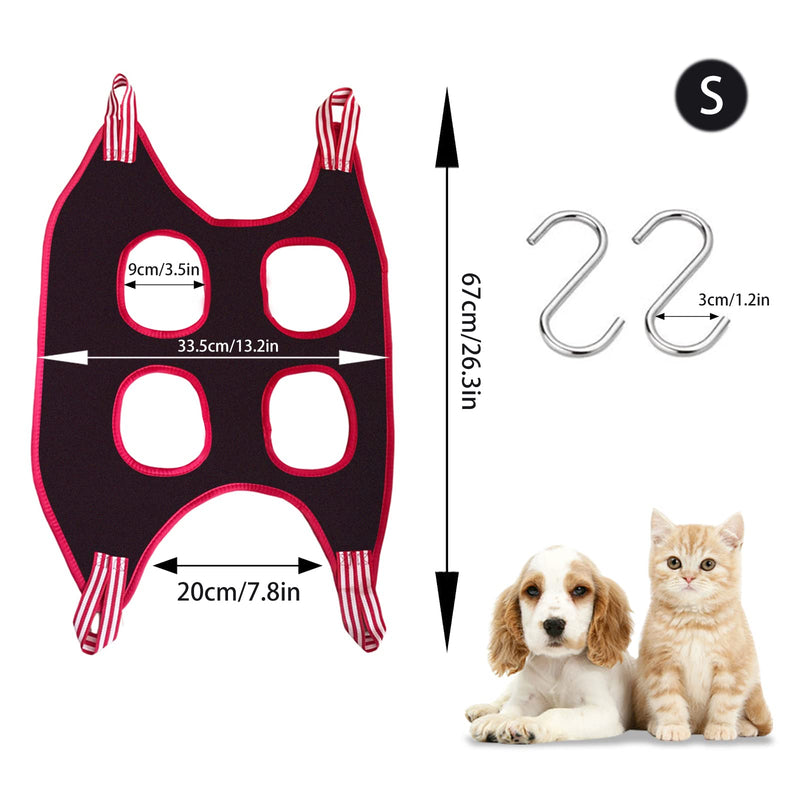 LuckyOpt Dog Grooming Hammock, Breathable Pet Hammock for Grooming with 2 S Hooks, Dog Snake Harness for Nail Clipping Trimming Small & Medium Cats & Dogs (S) - BeesActive Australia