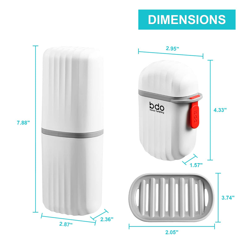 VITVITI White Toothbrush Travel Case, Portable Travel Soap Container Dish Tray, Portable 7.88 inch Toothpaste Travel Toothbrush Holder with Cover for Trip/Bathroom/Camping - BeesActive Australia