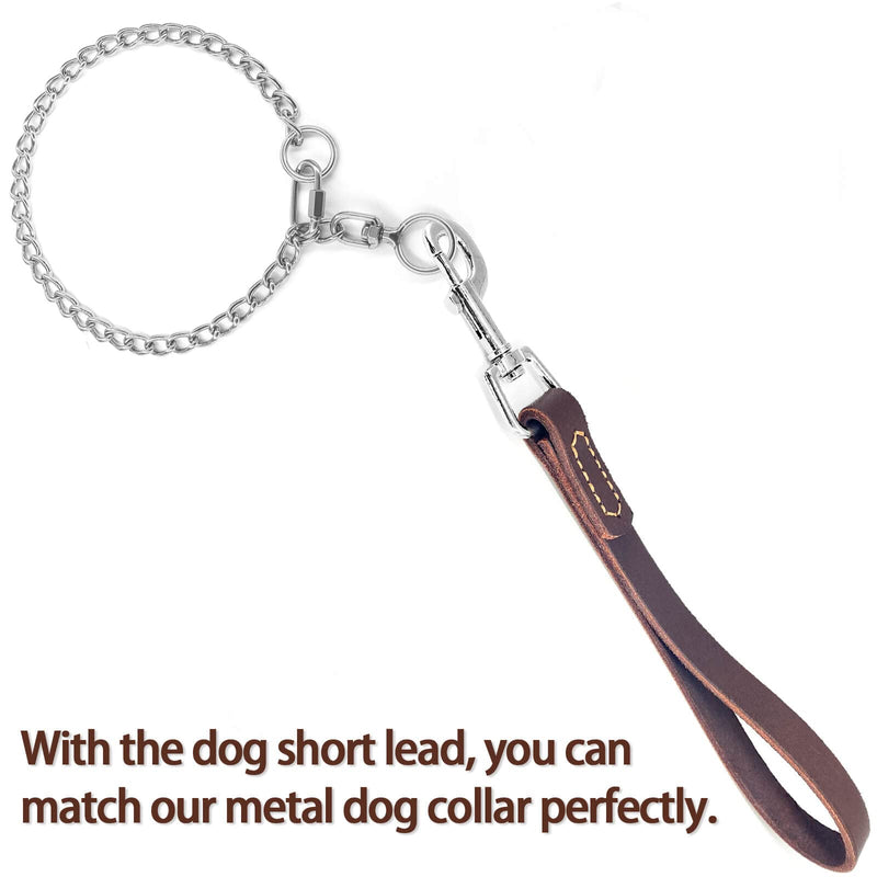 Leather Short Dog Lead, Strong Traffic Pet Lead with 360º Heavy Duty Metal Hook, Short Dog Leash for Big Large Medium Dogs Training and Walking. - BeesActive Australia
