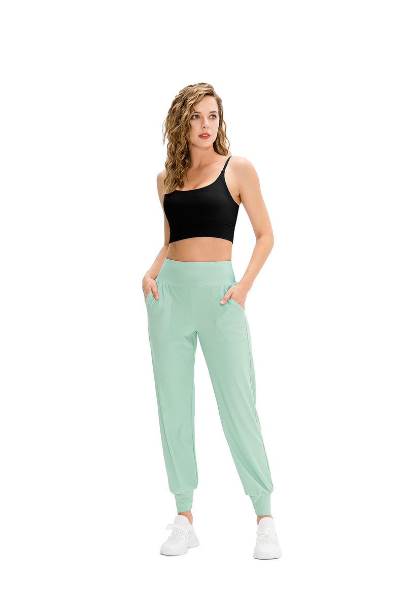 Women's Lightweight Joggers Pants with Pockets, High Waist Tapered Running Sweatpants Athletic Workout Pants for Women(Mist Green, 12)
