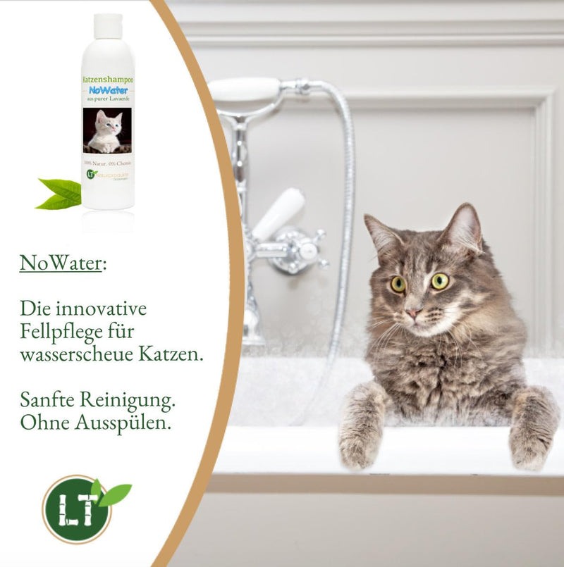Cat shampoo NoWater | Organic | gentle care without rinsing, chemicals & soap | for water-shy and sensitive cats | with lava clay 250 ml - BeesActive Australia
