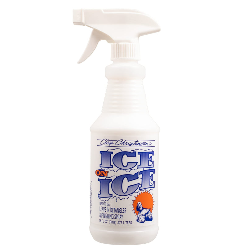 Chris Christensen Detangler & Finishing Spray with Dog Brush Bundle: Ice on Ice Detangler Adds Elasticity & Strength, Mark VI Slicker Brush - Stainless Steel Pins - PawsPlanet Australia