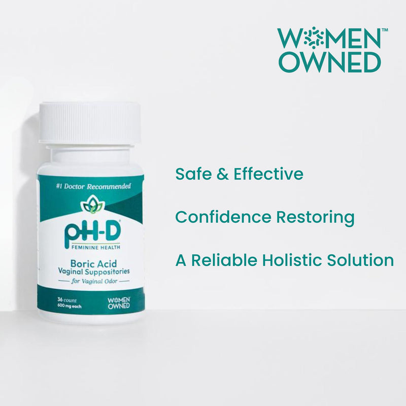 pH-D Feminine Health - 600 mg Boric Acid Suppositories - Woman Owned - for Vaginal Odor Use - 12 Count 12 Count (Pack of 1) - BeesActive Australia