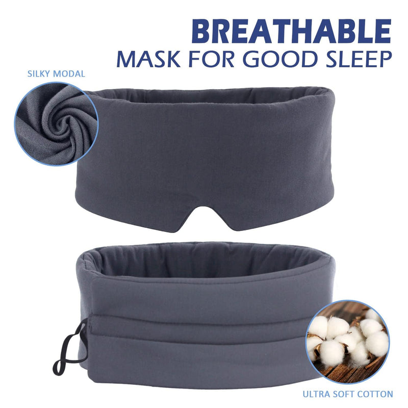 Mavogel Sleep Mask, Modal Material Eye Mask for Sleeping, Ultra Soft Skin Friendly Full Eye Covers for Women Men, Light Blocking Sleeping Mask for Travel Yoga Nap, Fully Adjustable Strap, Dark Grey 1 Count (Pack of 1)
