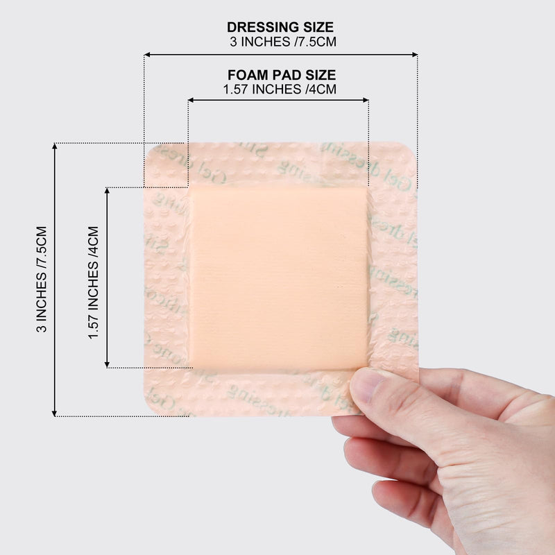 Silicone Foam Dressing 3x3 Gentle Border, Super Absorbent Wound Dressing, Bed Sore Patches, Waterproof Silicone Bandages for Wounds Care, Self Adhesive Pressure Sore Pads (30) 30 - BeesActive Australia