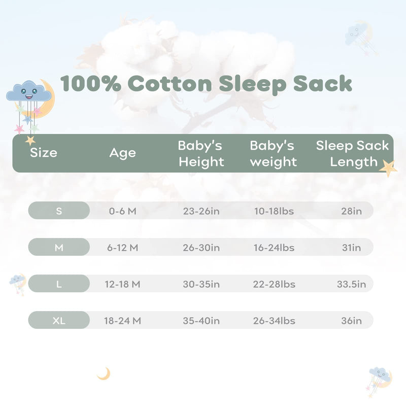 Yoofoss Baby Sleep Sack 0-6 Months Wearable Blanket for Babies 100% Cotton 2-Way Zipper TOG 0.5 Toddler Sleeping Sack 3 Pack, Comfy Lightweight Sleep Sacks Banana&leaf&green Small - BeesActive Australia