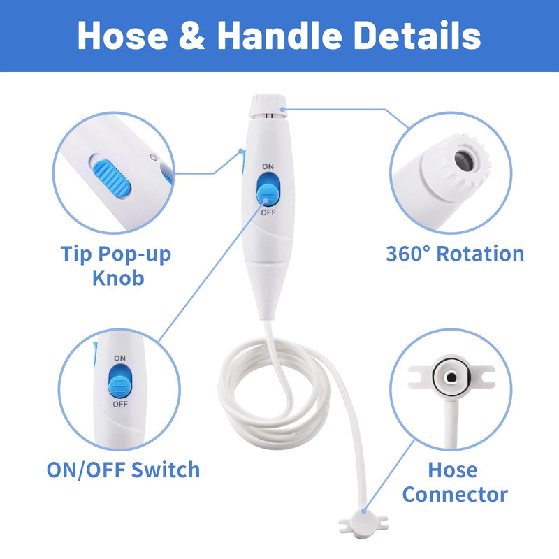 Replacement Hose and Handle Parts Compatible with Waterpik Water Flosser WP-100 WP-300 WP-660 WP-900 Series Oral Irrigator, Plastic Handle, Oral Hygiene Accessories (Slide Switch) Slide Switch - BeesActive Australia