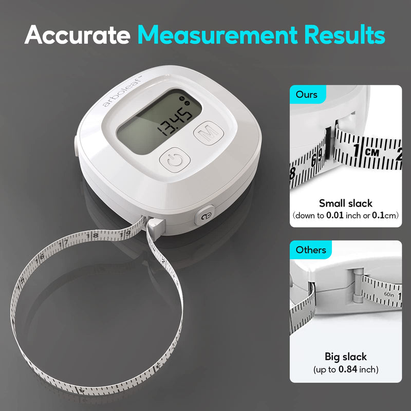 arboleaf Digital Body Tape Measure, 60in Body Measuring Tape, Bluetooth Measuring Tape for Body Measurements with App, Body Fat Measurement Device for Weight Loss, Locking, Retractable - BeesActive Australia