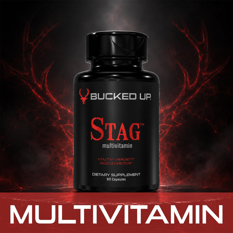 Bucked Up Stag Multivitamin - Men - Full Spectrum Vitamin Formula - Vitality, Immunity and Muscle Function (60 Capsules)