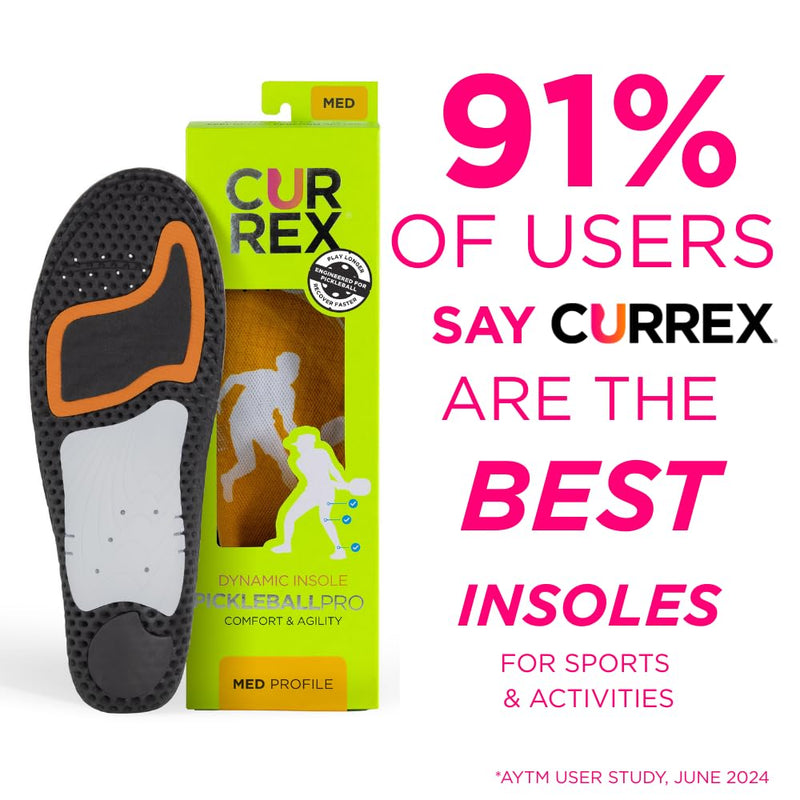 CURREX PICKLEBALLPRO Insoles for Pickleball Shoes – Arch Support Inserts w/Super Grip Surface & Premium Heel Cushioning, Helps Improve Foot Stability – for Men & Women– Medium Arch, XL Medium Arch - Orange XL (Mens 11-12.5 / Womens 12.5 - 14) - BeesActive Australia
