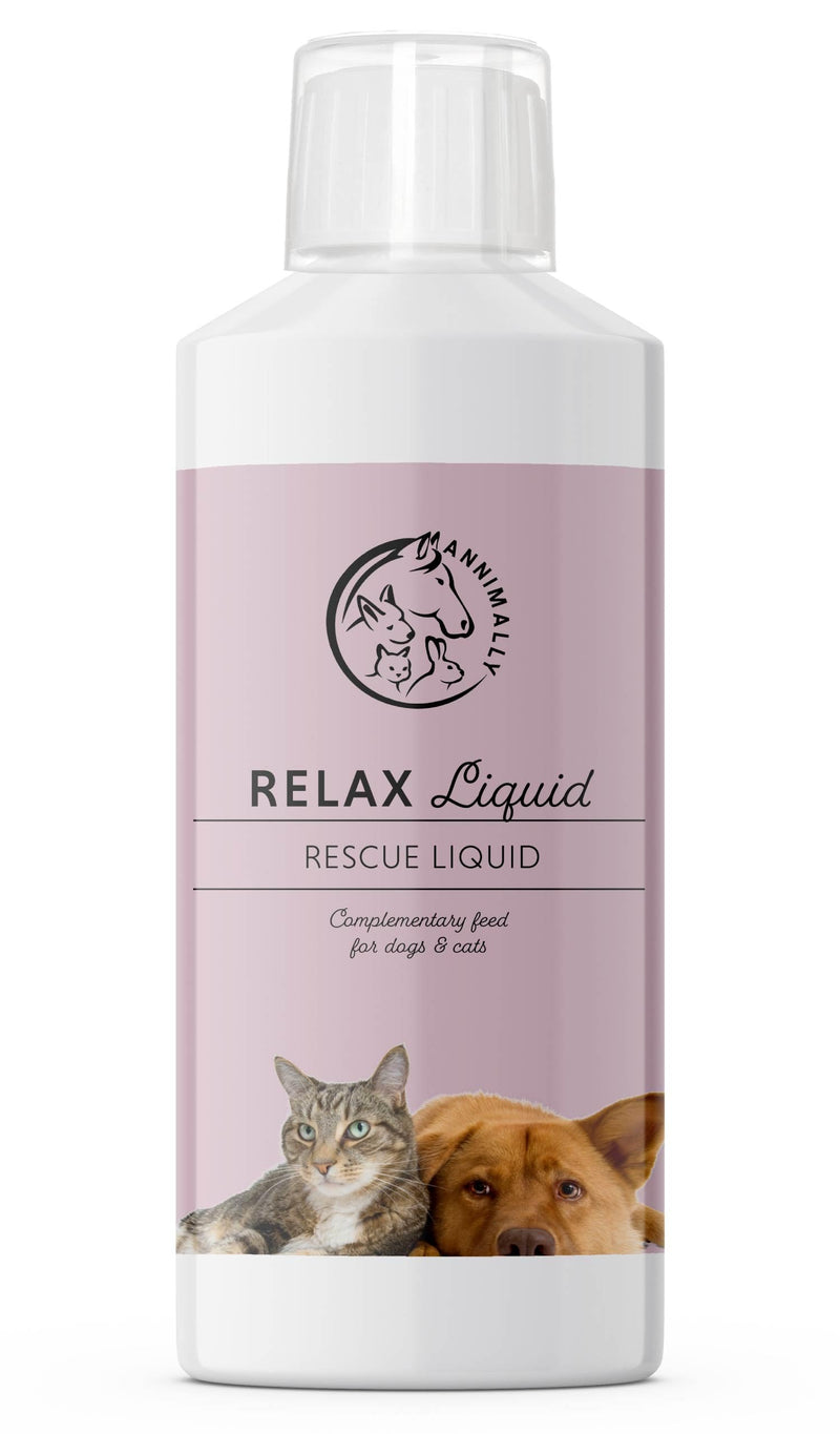 Annimally Relax Liquid for Dogs & Cats 250 ml - Daily Pet Supplement with L-Tryptophan, Moringa, Ashwagandha, Magnesium, Passion Flower, St John’s Wort & Hops, Made in Germany