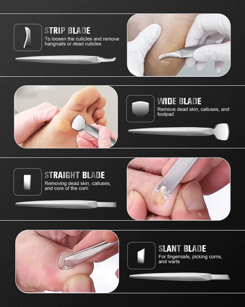 FERYES Pedicure Knife Ingrown Toenail Kit, 7 PCS Professional Pedicure Tool Toenail Grooming Kit, Top Notch Foot Blade, Super Sharp Toenail Clippers (Leather case included) 7PCS