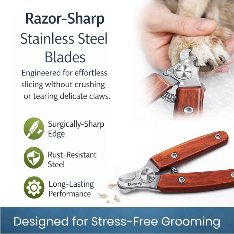 Diamondg Heavy Duty Dog Nail Clipper and Trimmer with Full Length Hardened Steel and Wooden Handle Brown
