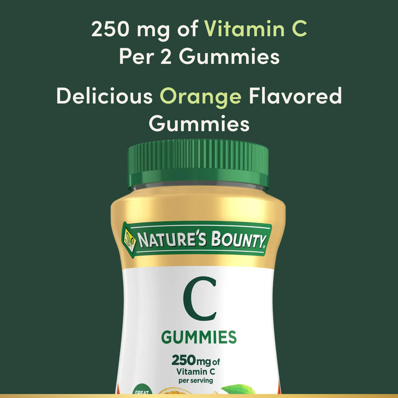 Nature's Bounty Vitamin C Gummies, 250 mg Vitamin C, 80 Count | Immune Health, Vitamin Supplement, Orange Flavored Gummies 80 Count (Pack of 1)