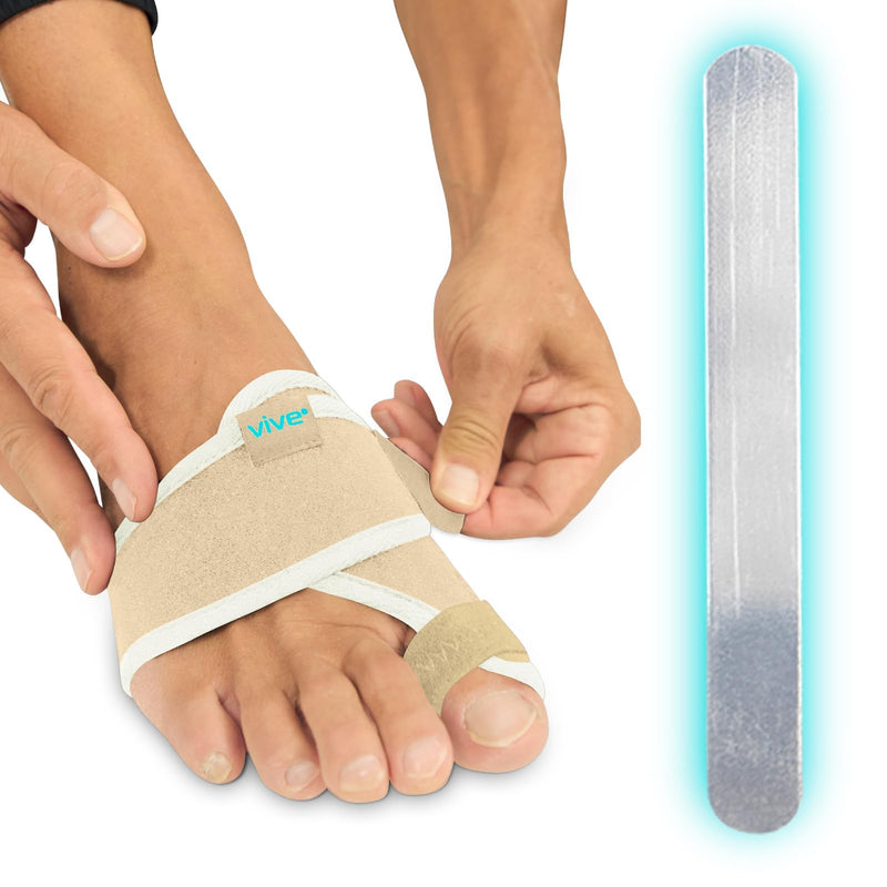 Vive Bunion Brace (Pair) - Big Toe Corrector Straightener with Splint - Hallux Valgus Pad, Joint Pain Relief, Alignment Treatment - Orthopedic Sleeve Foot Wrap Support for Men and Women (Beige) Beige
