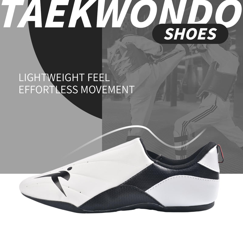Taekwondo Karate Martial Arts Shoes, Lightweight and Breathable Boxing Shoes for Kids Youth Adult, Unisex White & Black 5 Women/ 4 Men - BeesActive Australia