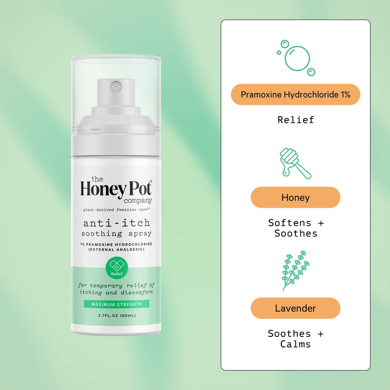The Honey Pot Company - Feminine Anti-Itch Spray -At Home or On The Go Medicated Spray to Relieve Itch and Irritation. Maximum Strength - 2.71 fl. Oz. - BeesActive Australia