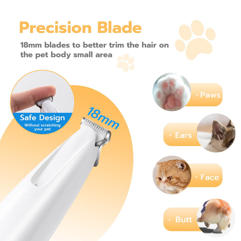 Tolesum Pet Hair Trimmer with LED Light, USB Rechargeable Paw Trimmer for Dogs, Paw Trim Pro, Quiet Waterproof Dog Paw Trimmer for Dogs, Cats, Paws, Ears, Face, Body, Paws - BeesActive Australia
