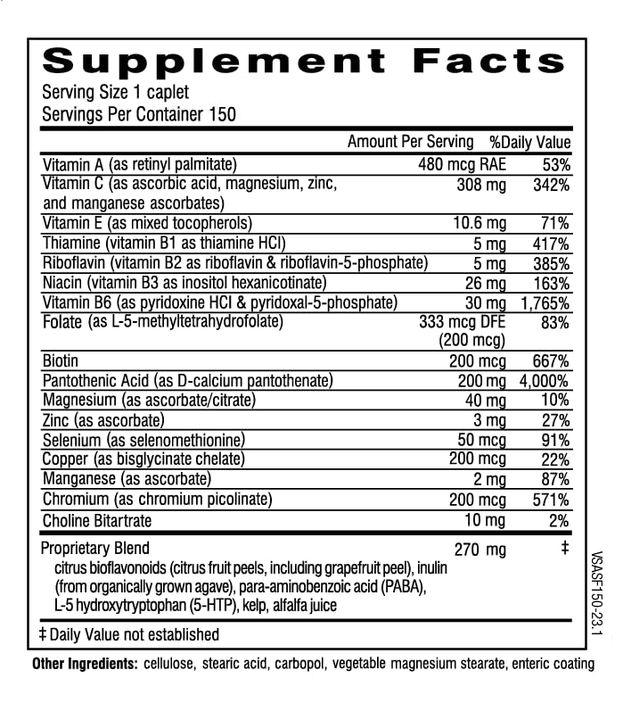 Dr. Wilson's Super Adrenal Stress Formula, Cotrisol Support, 150 Caplets* | Sustained-Release Vitamins and Minerals for Adrenal, Full HPA Axis, Cortisol and Energy Support*
