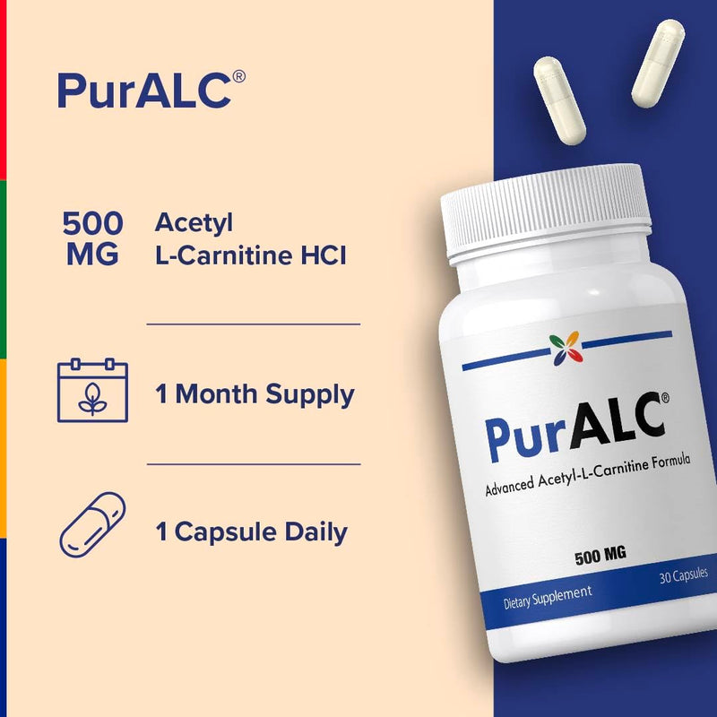 Stop Aging Now - PurAlc Acetyl-L-Carnitine HCI PurALC - 500mg Vitamin Supplement - 30 Capsules