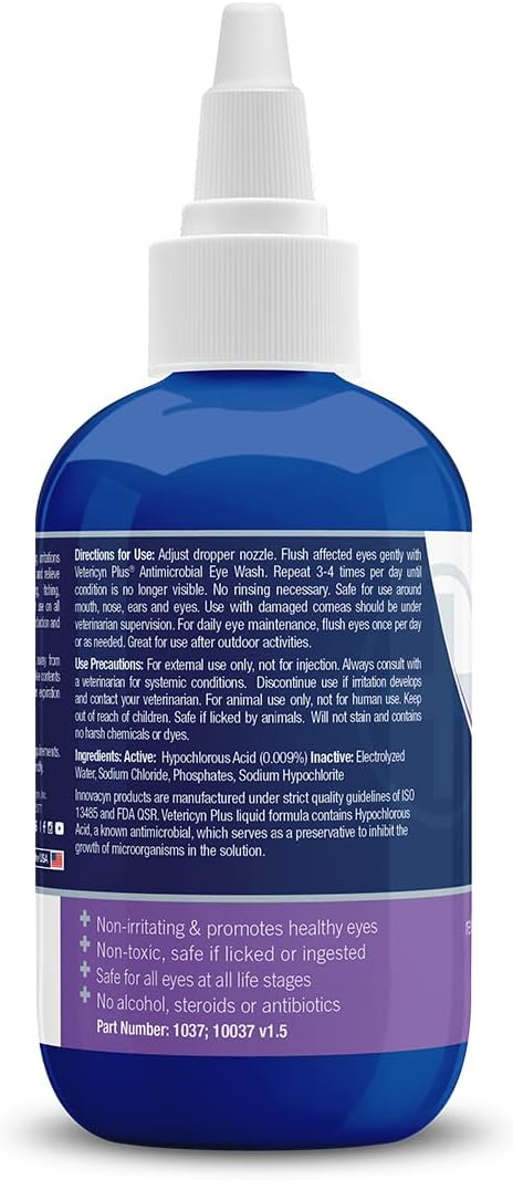 Vetericyn Plus Dog and Cat Eye Wash | Eye Drops for Dogs and Cats to Flush and Soothe Eye Irritations, Dog Tear Stain Cleaner, Safe for All Animals. 3 ounces 3 Fl Oz (Pack of 1) - BeesActive Australia