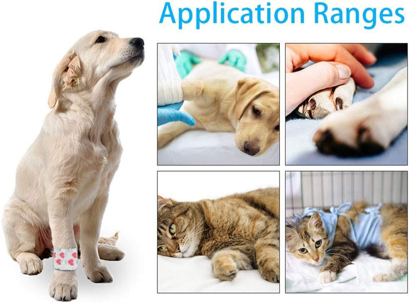 6 Rolls Vet Wrap Tape Bulk 1 Inch, Waterproof Self Adherent for Horses Dogs Cats Animals Pets(Love, Horse, Leopard Print, cat and so one) who was injure or Have Wounds (Cartoon) - BeesActive Australia