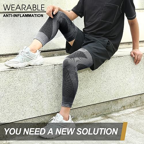 NEENCA Compression Leg Sleeve, Ultra-thin with Graphene Ions Infused Fabric Silver Gray - Single Medium