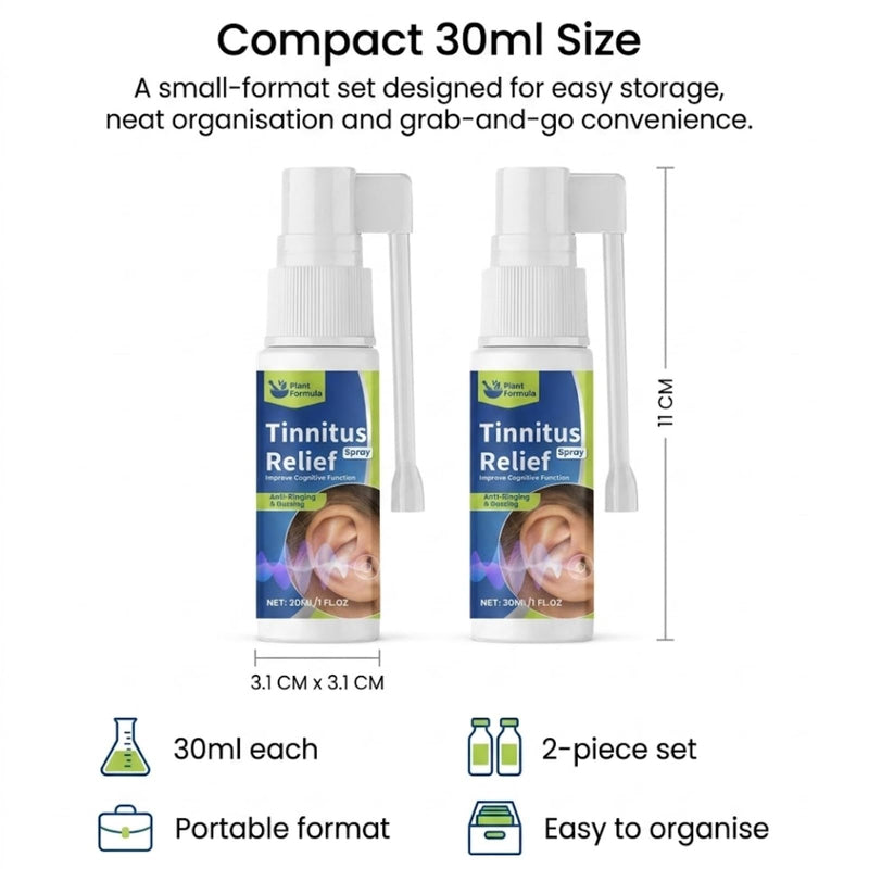 2PCS Tinn_itus Relief for Ringing Ears - Tinnit_us Relief Spray - Natural Ear Spra_y for Gentle Daily Ear Care & Promote Healthy Hearing - Easy-Spray 30ml Bottles for Home & Travel