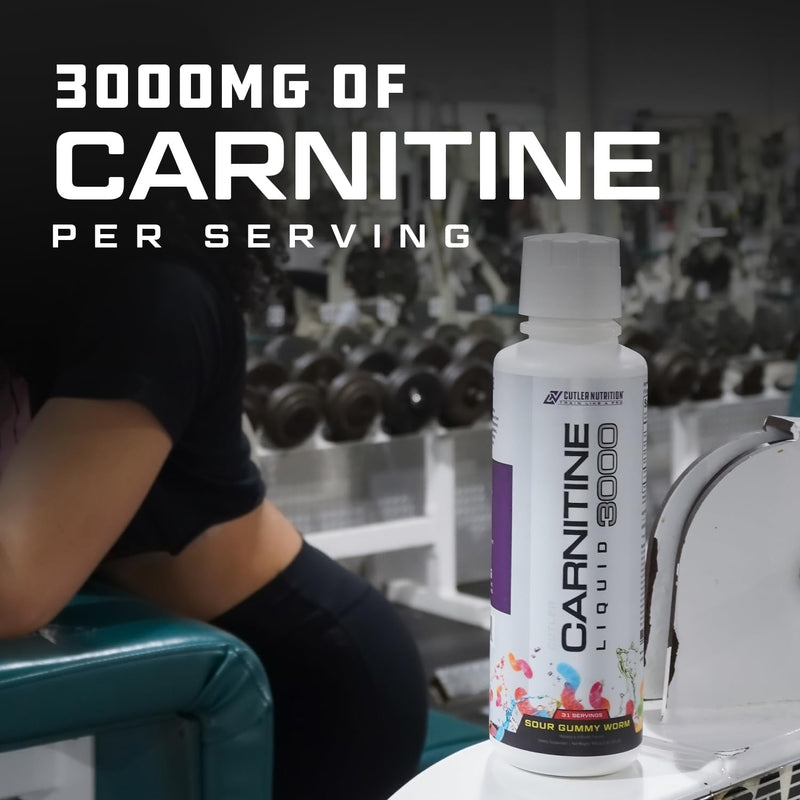 Cutler Nutrition Liquid L-Carnitine Fat Burner with Acetyl L-Carnitine | Sour Gummy Worm, 16 fl oz | Triple-Form Liquid with L-Carnitine Tartrate for Energy, Metabolism, Recovery and Workout Support 16 Fl Oz (Pack of 1)