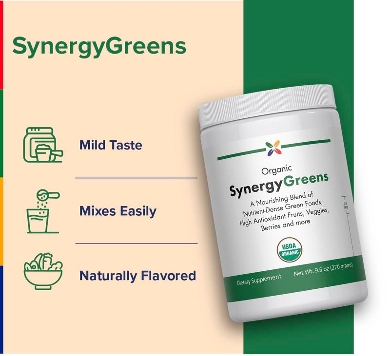 Stop Aging Now - Organic Greens Powder Superfood Supplement Blend Mix - 9.5oz - Naturally Flavored