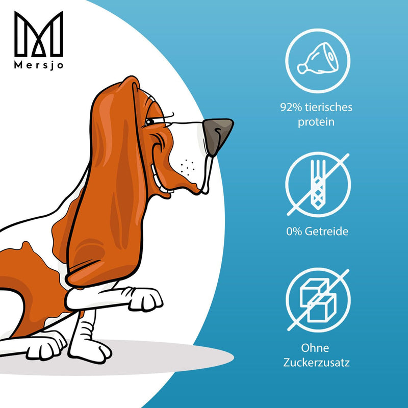 MERSJO dog treats - 92% high meat content, no additives, grain and sugar free, treats for dogs as a daily supplement, natural chewing aid, dried duck breast, 500g 500g (pack of 1) - BeesActive Australia