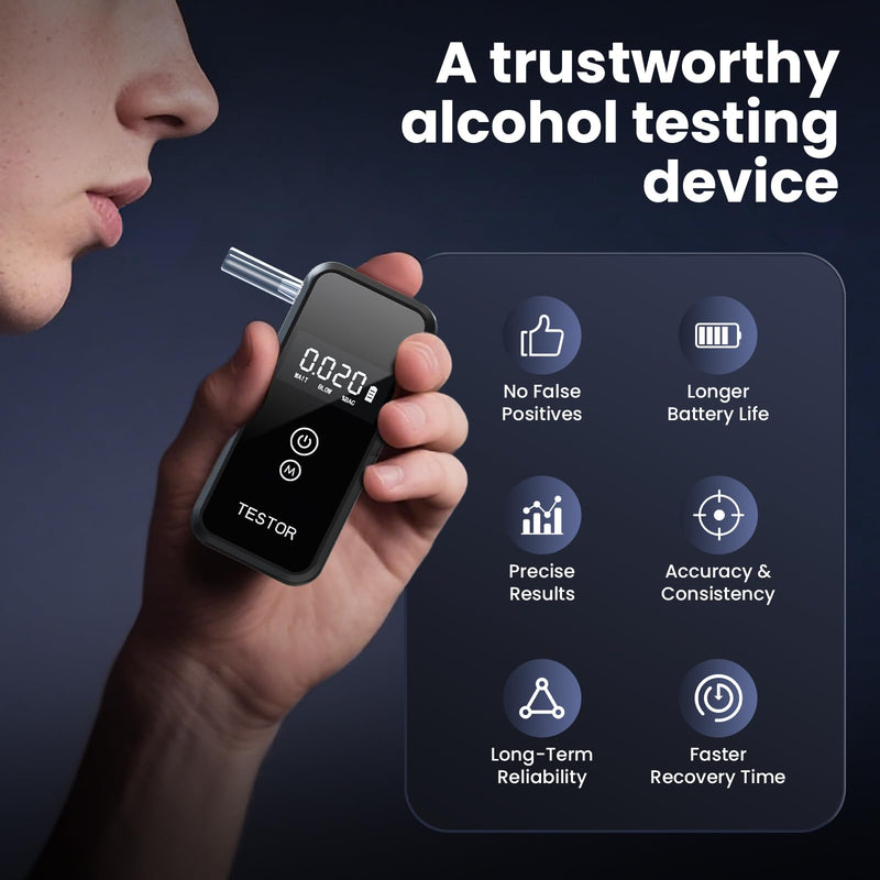 Breathalyzers, 2025 Upgraded Professional-Grade Breathalyzers for Alcohol, High-Accuracy Portable Alcohol Breathalyzer with 8 Reusable Mouthpieces