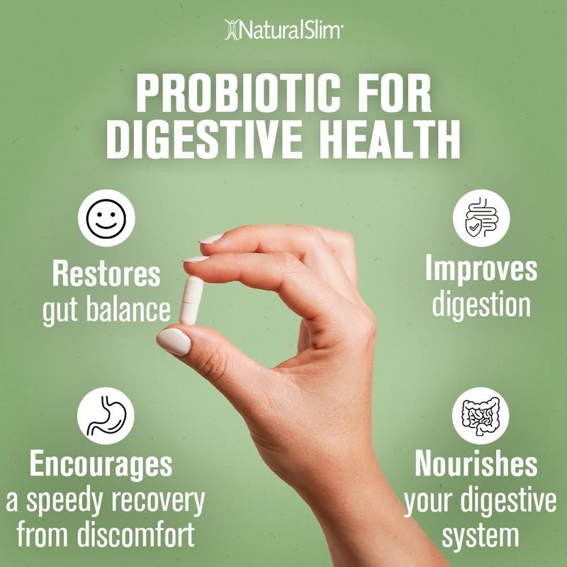 NaturalSlim Probiotic Gentle Formula, 60 Vegetarian Capsules | Gut Health, Digestion, Immune Support and De-Bloating Formula with 7 Probiotic Strains 60 Count (Pack of 1)
