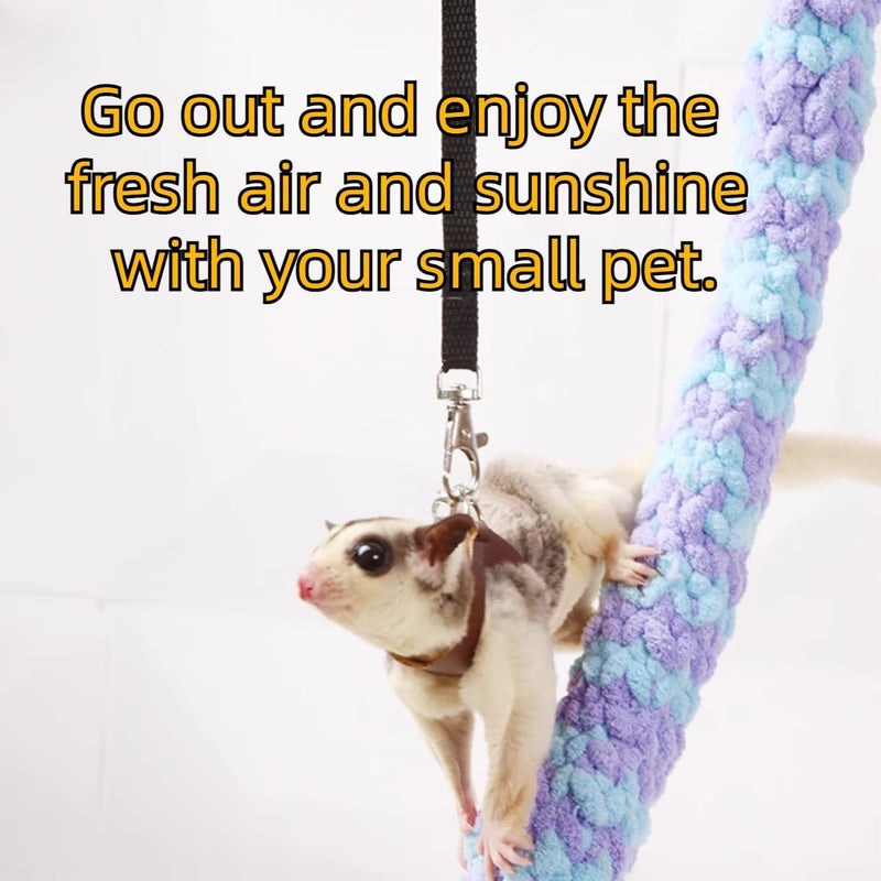MANON ROSA Sugar Gliders Harness Leash Set - 3 Pcs Training Walking Gear Small Animal Adjustable Traction Ropes Vest for Squirrels Hamsters Rats Gerbils Reptiles Bearded Dragon Lizards Black 01 Black - BeesActive Australia