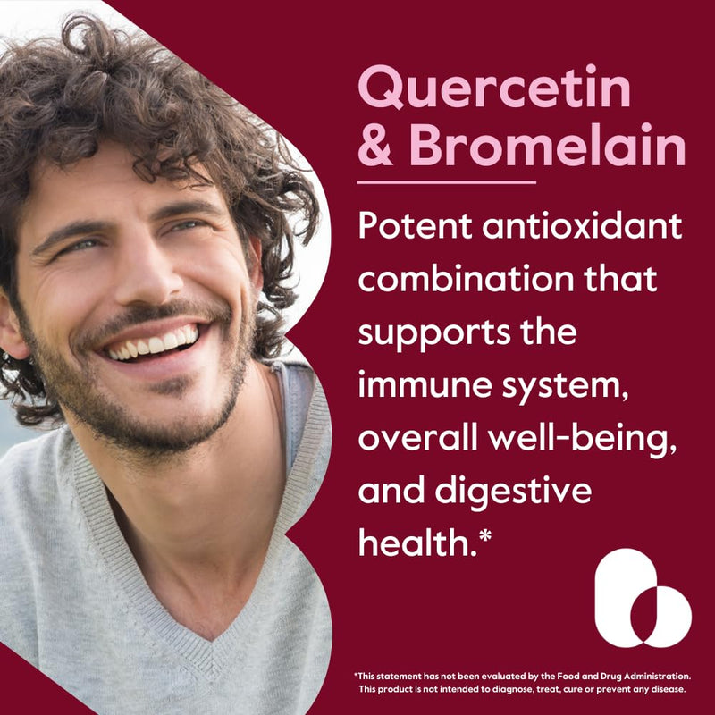 BESTVITE Quercetin with Bromelain 500mg/250mg (120 Veg Caps) - No Stearates | No Silicon Dioxide - Vegan - Non GMO - Gluten Free - Immune Support* - Respiratory & Antioxidant Support* 120 Count (Pack of 1)