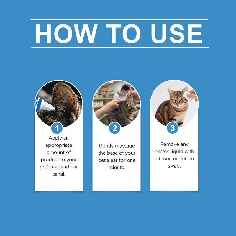 Pet Ear Cleaner Solution for Dogs & Cats, Gentle Ear Drops to Reduce Wax & Prevent Discomfort, Healthy Ear Cleaning Treatment for Regular Care