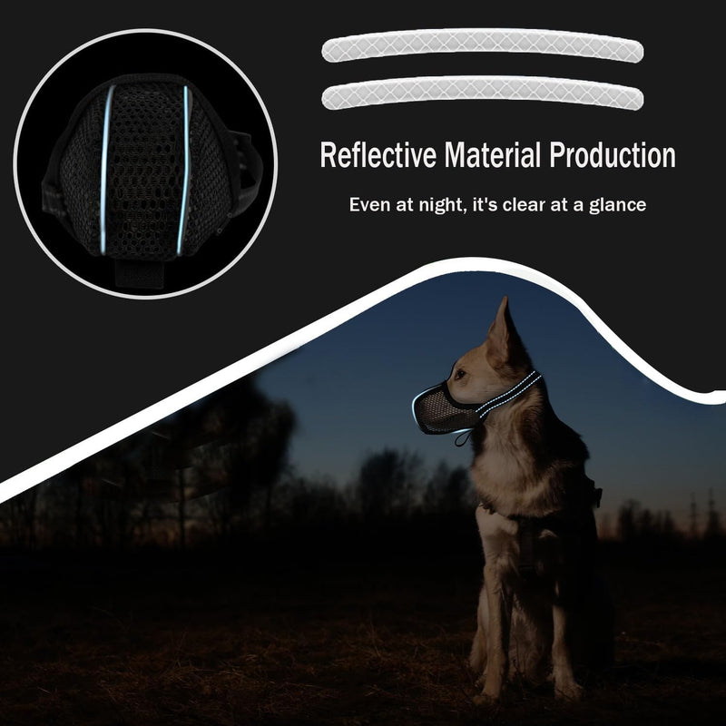 Muzzle Large Dogs, Prevent Eating/Chewing/Biting Dog Muzzle, Breathable Reflective Adjustable Muzzle Medium Dogs（Black-L） L - BeesActive Australia