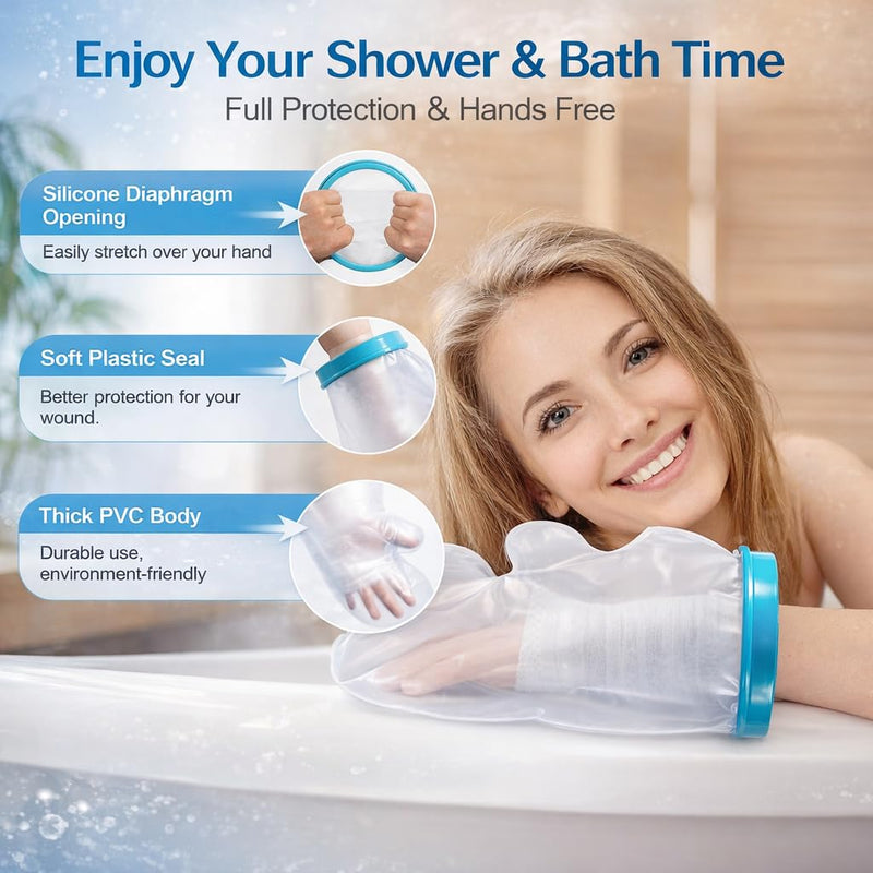 Waterproof Hand Cast Cover for Shower Adult, Reusable Watertight Wrist Protector for After Surgery Broken Hand Finger, Medical Grade Comfortable Bandage Sleeve Bag for Burns Wound [2026 Upgrade] - BeesActive Australia