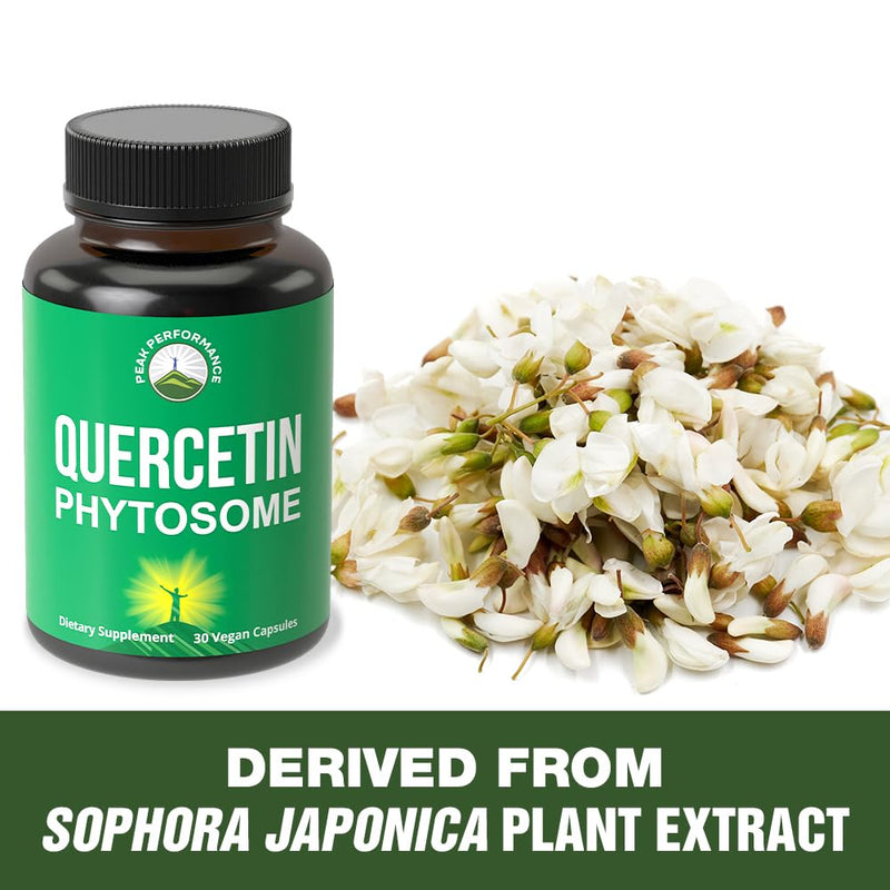 Peak Performance Ultra Pure Quercetin Phytosome Vegan Capsules Supplement | Rich Sophora Japonica Extract for Max Absorption Now. Quercetin 250mg Supplement Capsules. Made in USA