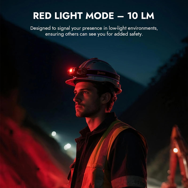 WUBEN H1 Pro Rechargeable Headlamp, 1200 High Lumen Ultra Bright LED Head Lamp, 11 Modes 180°Adjustable IP68 Headlight with Red Light for Outdoors Camping Hunting Hiking Running Fishing Gear White
