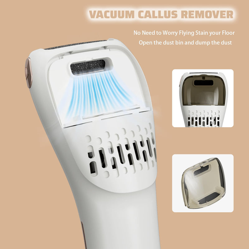 Electric Callus Remover for Feet with Vacuum,16-in-1 Professional Pedicure Tools Foot Care Kit, Foot Scrubber Electric Feet File Pedi for Hard Cracked Dry Dead Skin, Battery Display 8019 White - BeesActive Australia